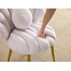 image:imageVINGLI ShellShaped Teddy Fleece Accent Vanity Chair with BackComfy Blue and Gold Desk Chair No WheelsCute Small Pearl Deco PillowGift for GirlsWomenfor MakeupOfficeDiningNailSewingBedroomWhite