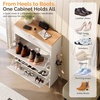 image:imageVINGLI Shoe Cabinet for Entryway Farmhouse Slim Shoe Rack Storage with 3 Flip Drawers Rustic Brown Top amp Washed White Body Narrow Hidden Shoe Organizer for Hallway 95 DepthWhite  Oak