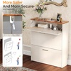 image:imageVINGLI Shoe Cabinet for Entryway Farmhouse Slim Shoe Rack Storage with 3 Flip Drawers Rustic Brown Top amp Washed White Body Narrow Hidden Shoe Organizer for Hallway 95 DepthRustic White  Vintage Brown