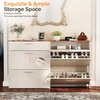 image:imageVINGLI Shoe Cabinet for Entryway Farmhouse Slim Shoe Rack Storage with 3 Flip Drawers Rustic Brown Top amp Washed White Body Narrow Hidden Shoe Organizer for Hallway 95 DepthRustic White  Vintage Brown