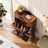 image:imageVINGLI Shoe Cabinet for Entryway Farmhouse Slim Shoe Rack Storage with 3 Flip Drawers Rustic Brown Top amp Washed White Body Narrow Hidden Shoe Organizer for Hallway 95 DepthRustic Brown