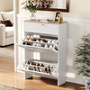 image:imageVINGLI Shoe Cabinet for Entryway Farmhouse Slim Shoe Rack Storage with 3 Flip Drawers Rustic Brown Top amp Washed White Body Narrow Hidden Shoe Organizer for Hallway 95 DepthWhite  Oak