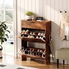 image:imageVINGLI Shoe Cabinet for Entryway Farmhouse Slim Shoe Rack Storage with 3 Flip Drawers Rustic Brown Top amp Washed White Body Narrow Hidden Shoe Organizer for Hallway 95 DepthRustic Brown
