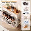 image:imageVINGLI Shoe Cabinet for Entryway Farmhouse Slim Shoe Rack Storage with 3 Flip Drawers Rustic Brown Top amp Washed White Body Narrow Hidden Shoe Organizer for Hallway 95 DepthWhite  Oak