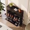 image:imageVINGLI Shoe Cabinet for Entryway Farmhouse Slim Shoe Rack Storage with 3 Flip Drawers Rustic Brown Top amp Washed White Body Narrow Hidden Shoe Organizer for Hallway 95 DepthBlack