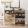 image:imageVINGLI Shoe Cabinet for Entryway Farmhouse Slim Shoe Rack Storage with 3 Flip Drawers Rustic Brown Top amp Washed White Body Narrow Hidden Shoe Organizer for Hallway 95 DepthWashed Grey