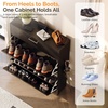 image:imageVINGLI Shoe Cabinet for Entryway Farmhouse Slim Shoe Rack Storage with 3 Flip Drawers Rustic Brown Top amp Washed White Body Narrow Hidden Shoe Organizer for Hallway 95 DepthBlack