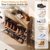image:imageVINGLI Shoe Cabinet for Entryway Farmhouse Slim Shoe Rack Storage with 3 Flip Drawers Rustic Brown Top amp Washed White Body Narrow Hidden Shoe Organizer for Hallway 95 DepthWashed Grey