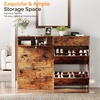 image:imageVINGLI Shoe Cabinet for Entryway Farmhouse Slim Shoe Rack Storage with 3 Flip Drawers Rustic Brown Top amp Washed White Body Narrow Hidden Shoe Organizer for Hallway 95 DepthRustic Brown