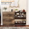 image:imageVINGLI Shoe Cabinet for Entryway Farmhouse Slim Shoe Rack Storage with 3 Flip Drawers Rustic Brown Top amp Washed White Body Narrow Hidden Shoe Organizer for Hallway 95 DepthWashed Grey