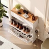 image:imageVINGLI Shoe Cabinet for Entryway Farmhouse Slim Shoe Rack Storage with 3 Flip Drawers Rustic Brown Top amp Washed White Body Narrow Hidden Shoe Organizer for Hallway 95 DepthWhite  Oak