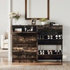 image:imageVINGLI Shoe Cabinet for Entryway Farmhouse Slim Shoe Rack Storage with 3 Flip Drawers Rustic Brown Top amp Washed White Body Narrow Hidden Shoe Organizer for Hallway 95 DepthDark Rustic Oak