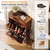 image:imageVINGLI Shoe Cabinet for Entryway Farmhouse Slim Shoe Rack Storage with 3 Flip Drawers Rustic Brown Top amp Washed White Body Narrow Hidden Shoe Organizer for Hallway 95 DepthRustic Brown