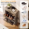 image:imageVINGLI Shoe Cabinet for Entryway Farmhouse Slim Shoe Rack Storage with 3 Flip Drawers Rustic Brown Top amp Washed White Body Narrow Hidden Shoe Organizer for Hallway 95 DepthWashed Grey