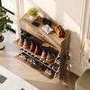 image:imageVINGLI Shoe Cabinet for Entryway Farmhouse Slim Shoe Rack Storage with 3 Flip Drawers Rustic Brown Top amp Washed White Body Narrow Hidden Shoe Organizer for Hallway 95 DepthWashed Grey
