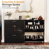 image:imageVINGLI Shoe Cabinet for Entryway Farmhouse Slim Shoe Rack Storage with 3 Flip Drawers Rustic Brown Top amp Washed White Body Narrow Hidden Shoe Organizer for Hallway 95 DepthBlack