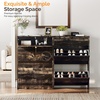image:imageVINGLI Shoe Cabinet for Entryway Farmhouse Slim Shoe Rack Storage with 3 Flip Drawers Rustic Brown Top amp Washed White Body Narrow Hidden Shoe Organizer for Hallway 95 DepthDark Rustic Oak