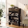 image:imageVINGLI Shoe Cabinet for Entryway Farmhouse Slim Shoe Rack Storage with 3 Flip Drawers Rustic Brown Top amp Washed White Body Narrow Hidden Shoe Organizer for Hallway 95 DepthDark Rustic Oak