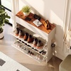 image:imageVINGLI Shoe Cabinet for Entryway Farmhouse Slim Shoe Rack Storage with 3 Flip Drawers Rustic Brown Top amp Washed White Body Narrow Hidden Shoe Organizer for Hallway 95 DepthRustic White  Vintage Brown