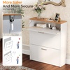 image:imageVINGLI Shoe Cabinet for Entryway Farmhouse Slim Shoe Rack Storage with 3 Flip Drawers Rustic Brown Top amp Washed White Body Narrow Hidden Shoe Organizer for Hallway 95 DepthWhite  Oak