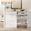 image:imageVINGLI Shoe Cabinet for Entryway Farmhouse Slim Shoe Rack Storage with 3 Flip Drawers Rustic Brown Top amp Washed White Body Narrow Hidden Shoe Organizer for Hallway 95 DepthWhite  Oak