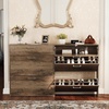 image:imageVINGLI Shoe Cabinet for Entryway Farmhouse Slim Shoe Rack Storage with 3 Flip Drawers Rustic Brown Top amp Washed White Body Narrow Hidden Shoe Organizer for Hallway 95 DepthWashed Grey