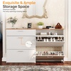 image:imageVINGLI Shoe Cabinet for Entryway Farmhouse Slim Shoe Rack Storage with 3 Flip Drawers Rustic Brown Top amp Washed White Body Narrow Hidden Shoe Organizer for Hallway 95 DepthWhite  Oak
