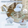 image:imageVINGLI Small Vanity Chair with Faux Fur Wheels for GirlsCute Adjustable Height Armless Office Desk Chair360Swivel Comfy Rolling for StudyMake up RoomSmall SpaceBlueFurry Blue