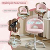 image:imageVINGLI Small Vanity Chair with Faux Fur Wheels for GirlsCute Adjustable Height Armless Office Desk Chair360Swivel Comfy Rolling for StudyMake up RoomSmall SpaceBlueFurry Pink