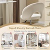 image:imageVINGLI Small Vanity Chair with Faux Fur Wheels for GirlsCute Adjustable Height Armless Office Desk Chair360Swivel Comfy Rolling for StudyMake up RoomSmall SpaceBlueLinen White