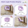 image:imageVINGLI Small Vanity Chair with Faux Fur Wheels for GirlsCute Adjustable Height Armless Office Desk Chair360Swivel Comfy Rolling for StudyMake up RoomSmall SpaceBlueFurry Purple