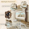 image:imageVINGLI Small Vanity Chair with Faux Fur Wheels for GirlsCute Adjustable Height Armless Office Desk Chair360Swivel Comfy Rolling for StudyMake up RoomSmall SpaceBlueLinen Light Yellow