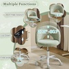 image:imageVINGLI Small Vanity Chair with Faux Fur Wheels for GirlsCute Adjustable Height Armless Office Desk Chair360Swivel Comfy Rolling for StudyMake up RoomSmall SpaceBlueFurry Mint Green