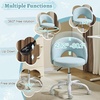 image:imageVINGLI Small Vanity Chair with Faux Fur Wheels for GirlsCute Adjustable Height Armless Office Desk Chair360Swivel Comfy Rolling for StudyMake up RoomSmall SpaceBlueLinen Light Blue