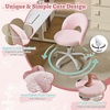 image:imageVINGLI Small Vanity Chair with Faux Fur Wheels for GirlsCute Adjustable Height Armless Office Desk Chair360Swivel Comfy Rolling for StudyMake up RoomSmall SpaceBlueFurry Pink