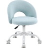image:imageVINGLI Small Vanity Chair with Faux Fur Wheels for GirlsCute Adjustable Height Armless Office Desk Chair360Swivel Comfy Rolling for StudyMake up RoomSmall SpaceBlueLinen Light Blue