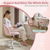 image:imageVINGLI Small Vanity Chair with Faux Fur Wheels for GirlsCute Adjustable Height Armless Office Desk Chair360Swivel Comfy Rolling for StudyMake up RoomSmall SpaceBlueFurry Pink