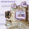 image:imageVINGLI Small Vanity Chair with Faux Fur Wheels for GirlsCute Adjustable Height Armless Office Desk Chair360Swivel Comfy Rolling for StudyMake up RoomSmall SpaceBlueFurry Purple