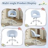 image:imageVINGLI Small Vanity Chair with Faux Fur Wheels for GirlsCute Adjustable Height Armless Office Desk Chair360Swivel Comfy Rolling for StudyMake up RoomSmall SpaceBlueFurry Blue