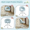 image:imageVINGLI Small Vanity Chair with Faux Fur Wheels for GirlsCute Adjustable Height Armless Office Desk Chair360Swivel Comfy Rolling for StudyMake up RoomSmall SpaceBlueLinen Light Blue