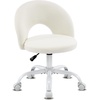 image:imageVINGLI Small Vanity Chair with Faux Fur Wheels for GirlsCute Adjustable Height Armless Office Desk Chair360Swivel Comfy Rolling for StudyMake up RoomSmall SpaceBlueLinen White