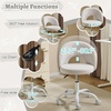 image:imageVINGLI Small Vanity Chair with Faux Fur Wheels for GirlsCute Adjustable Height Armless Office Desk Chair360Swivel Comfy Rolling for StudyMake up RoomSmall SpaceBlueLinen Light Gray