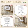 image:imageVINGLI Small Vanity Chair with Faux Fur Wheels for GirlsCute Adjustable Height Armless Office Desk Chair360Swivel Comfy Rolling for StudyMake up RoomSmall SpaceBlueFurry White