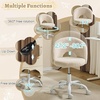 image:imageVINGLI Small Vanity Chair with Faux Fur Wheels for GirlsCute Adjustable Height Armless Office Desk Chair360Swivel Comfy Rolling for StudyMake up RoomSmall SpaceBlueFurry Khaki