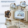 image:imageVINGLI Small Vanity Chair with Faux Fur Wheels for GirlsCute Adjustable Height Armless Office Desk Chair360Swivel Comfy Rolling for StudyMake up RoomSmall SpaceBlueFurry Blue