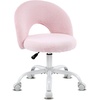 image:imageVINGLI Small Vanity Chair with Faux Fur Wheels for GirlsCute Adjustable Height Armless Office Desk Chair360Swivel Comfy Rolling for StudyMake up RoomSmall SpaceBlueFurry Pink