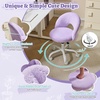 image:imageVINGLI Small Vanity Chair with Faux Fur Wheels for GirlsCute Adjustable Height Armless Office Desk Chair360Swivel Comfy Rolling for StudyMake up RoomSmall SpaceBlueFurry Purple