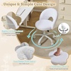 image:imageVINGLI Small Vanity Chair with Faux Fur Wheels for GirlsCute Adjustable Height Armless Office Desk Chair360Swivel Comfy Rolling for StudyMake up RoomSmall SpaceBlueFurry White