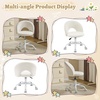image:imageVINGLI Small Vanity Chair with Faux Fur Wheels for GirlsCute Adjustable Height Armless Office Desk Chair360Swivel Comfy Rolling for StudyMake up RoomSmall SpaceBlueLinen White