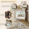 image:imageVINGLI Small Vanity Chair with Faux Fur Wheels for GirlsCute Adjustable Height Armless Office Desk Chair360Swivel Comfy Rolling for StudyMake up RoomSmall SpaceBlueLinen White